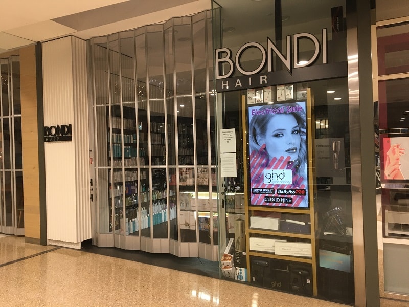Shopping centre LCD window display – Bondi Hair
