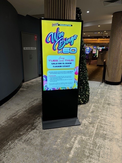 Portable kiosk – Guildford Leagues Club Win Bingo promotion