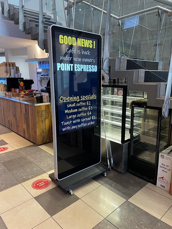 Portable kiosk – Point Espresso café opening specials