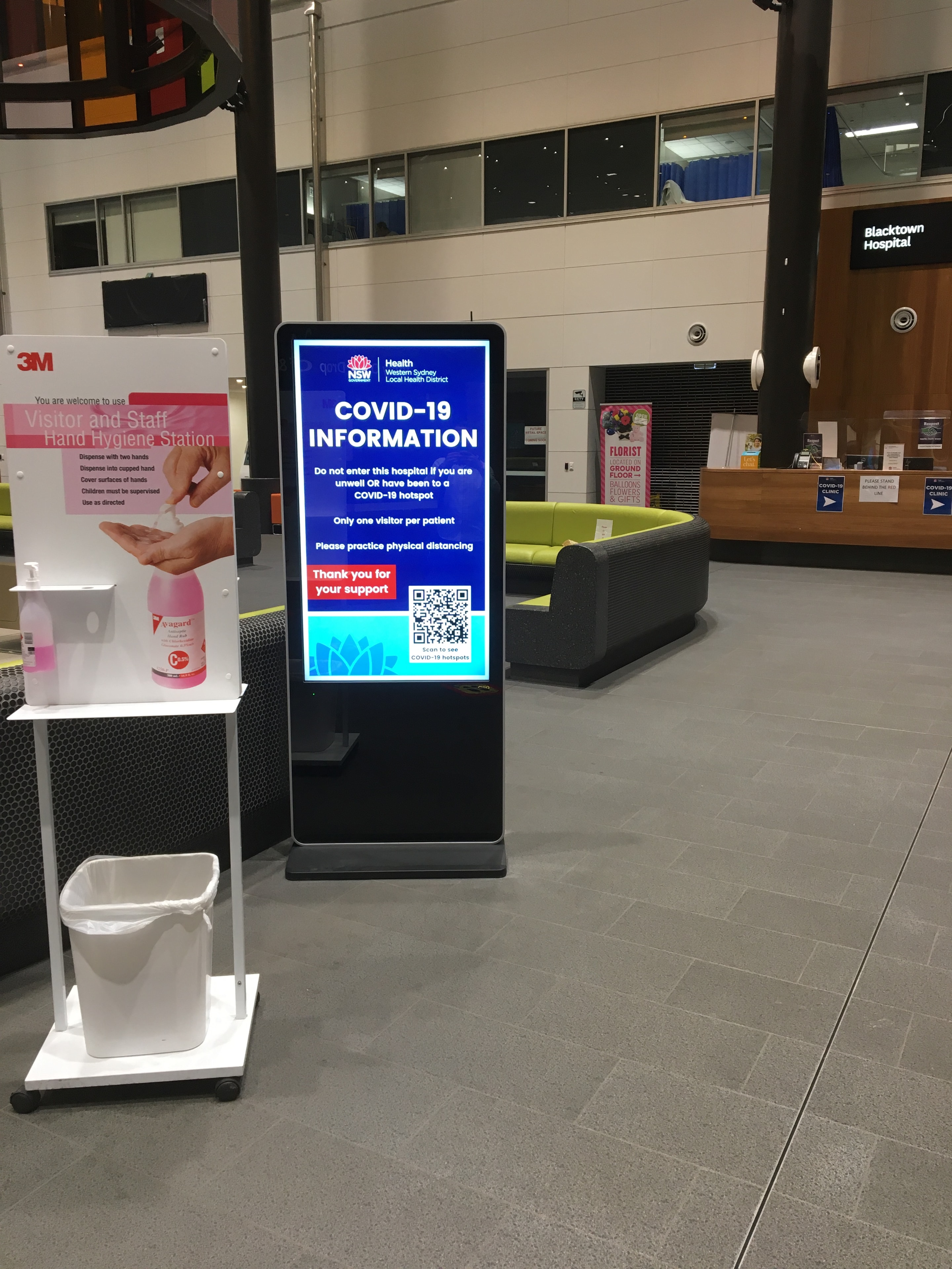 Portable kiosk – Blacktown Hospital COVID-19 information