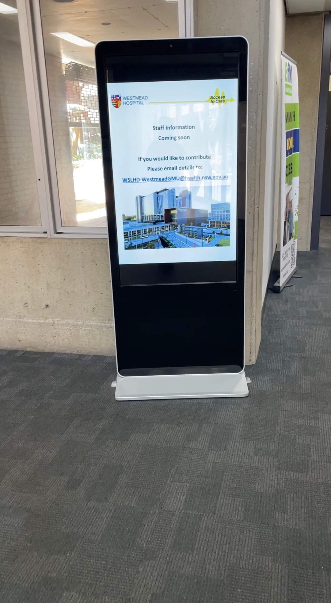 Portable kiosk – Westmead Hospital staff information