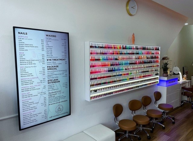 Wall mounted menu boards – nail salon