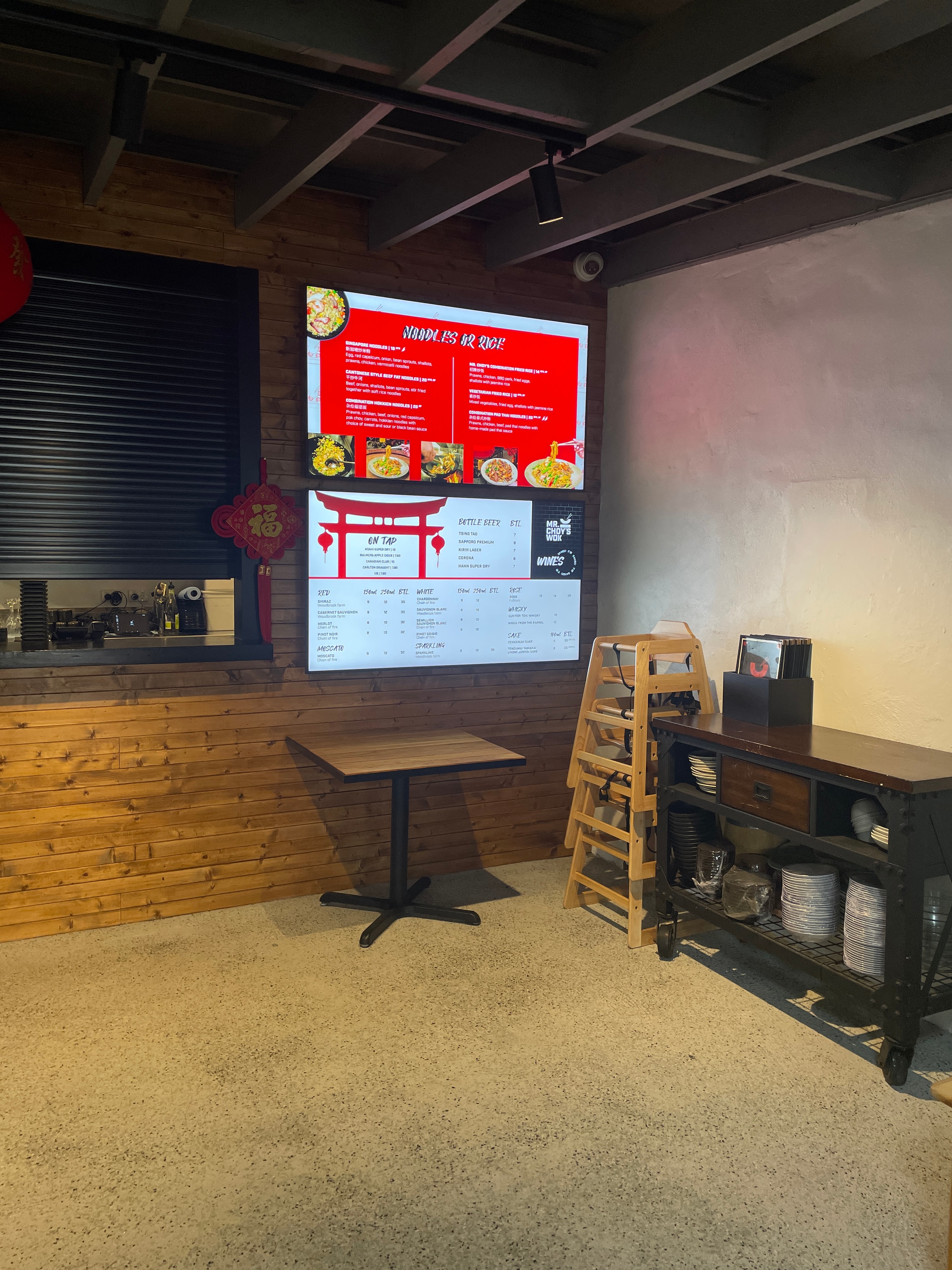 Wall mounted menu boards – Asian restaurant