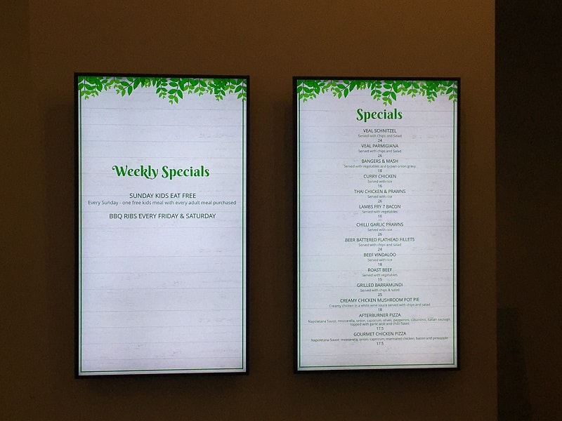 Wall mounted menu boards – weekly specials